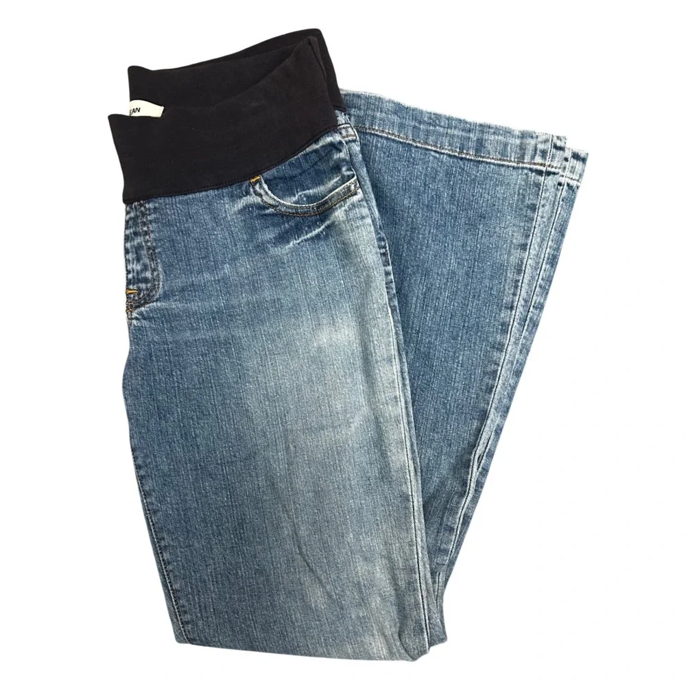 Gap Maternity Long and Lean Bootcut Jeans Medium Wash Under Belly Size 8 Regular